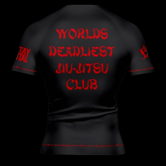 Brutal Cuddlers Deadliest Jiu Jitsu Club BJJ rashguard back design for grappling training