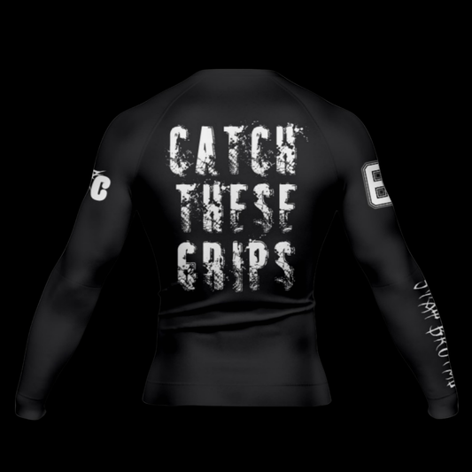 Brutal Cuddlers long sleeve BJJ rashguard back design for no gi grappling