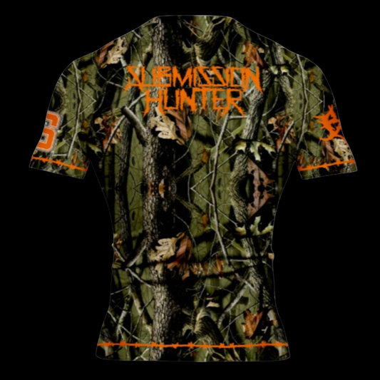 Brutal Cuddlers Submission Hunter camo BJJ rashguard back design for grappling