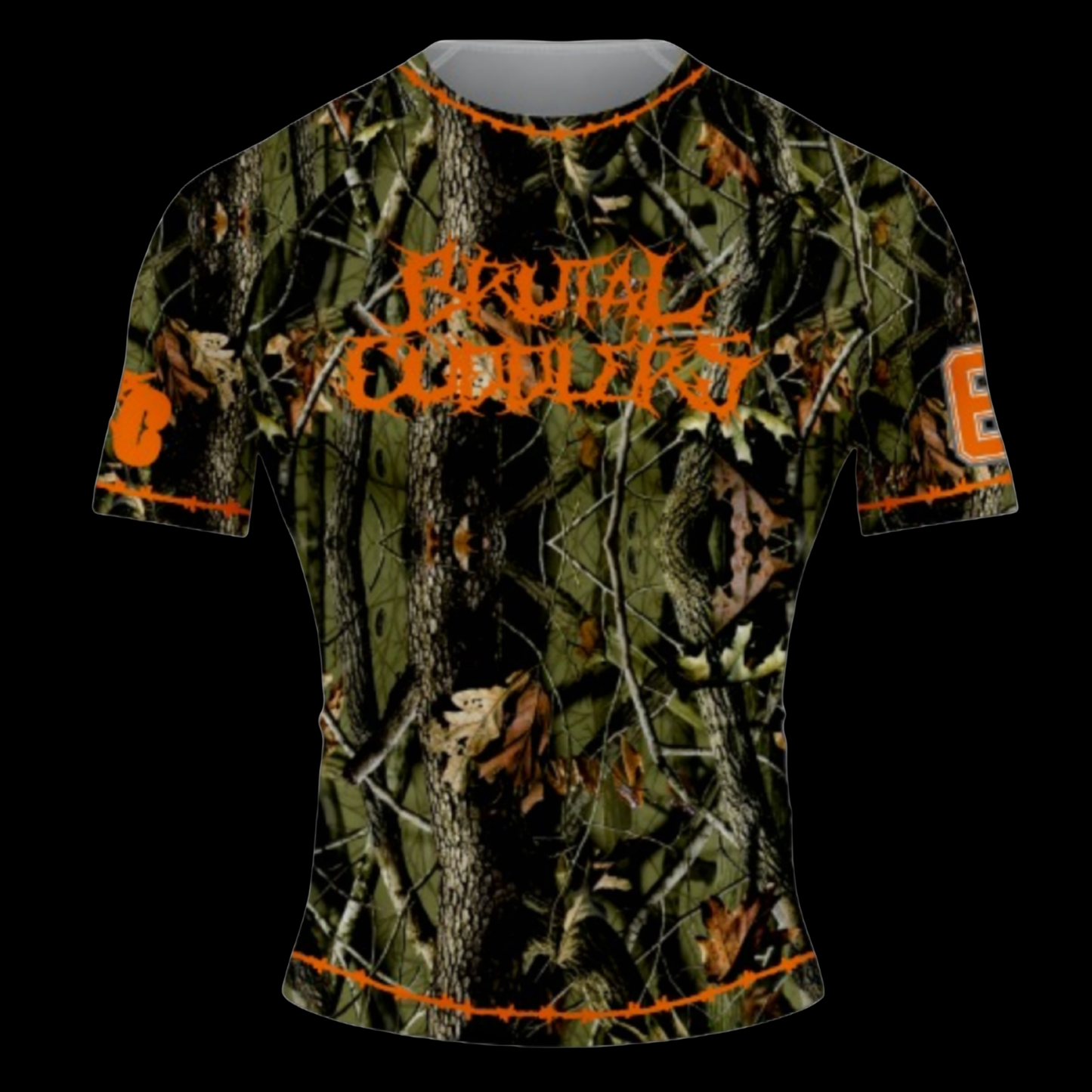 Brutal Cuddlers Submission Hunter camo BJJ rashguard front view for no gi grappling