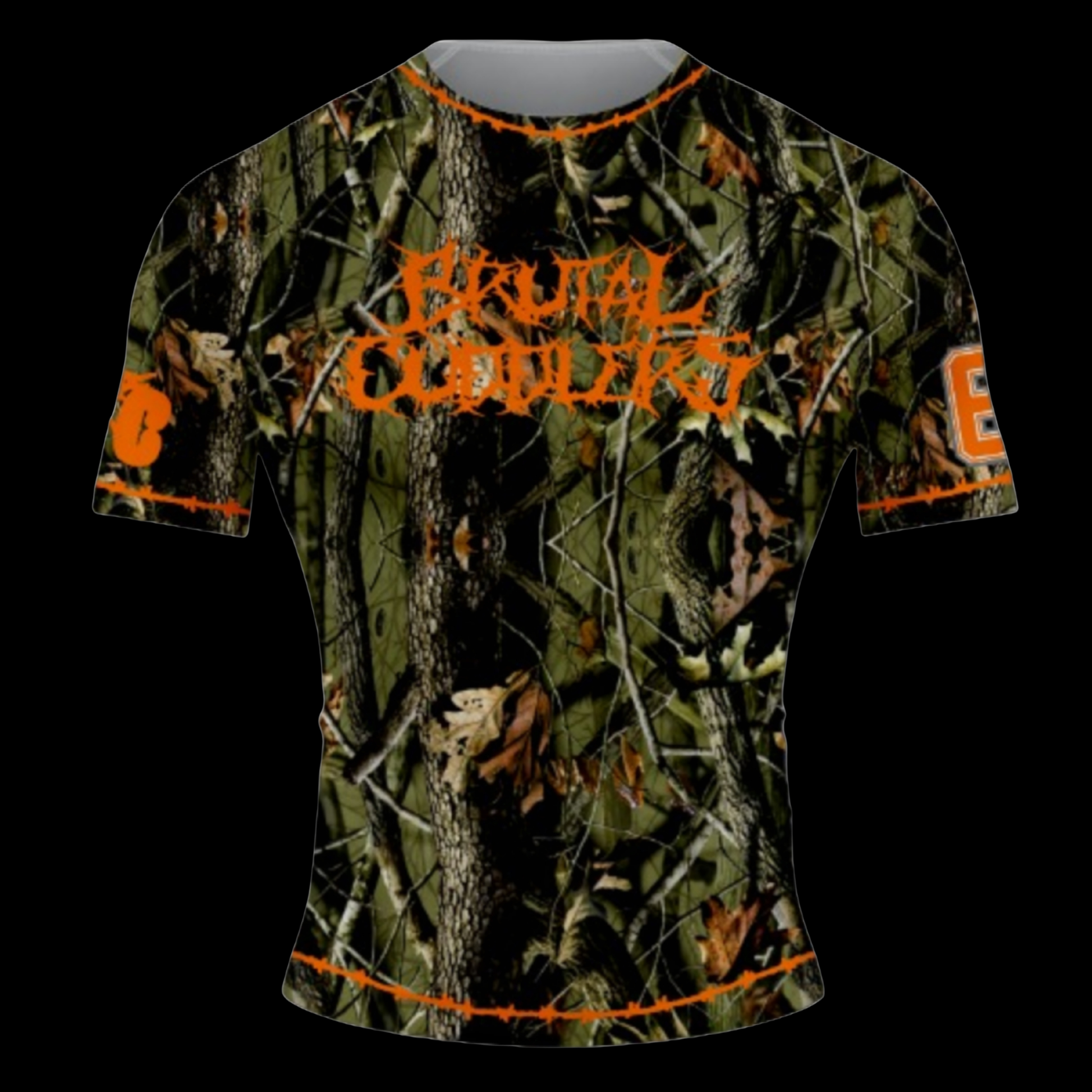 Brutal Cuddlers Submission Hunter camo BJJ rashguard front view for no gi grappling