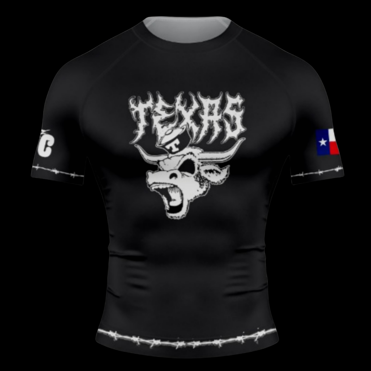 Brutal Cuddlers Texas themed BJJ rashguard front view for no gi grappling